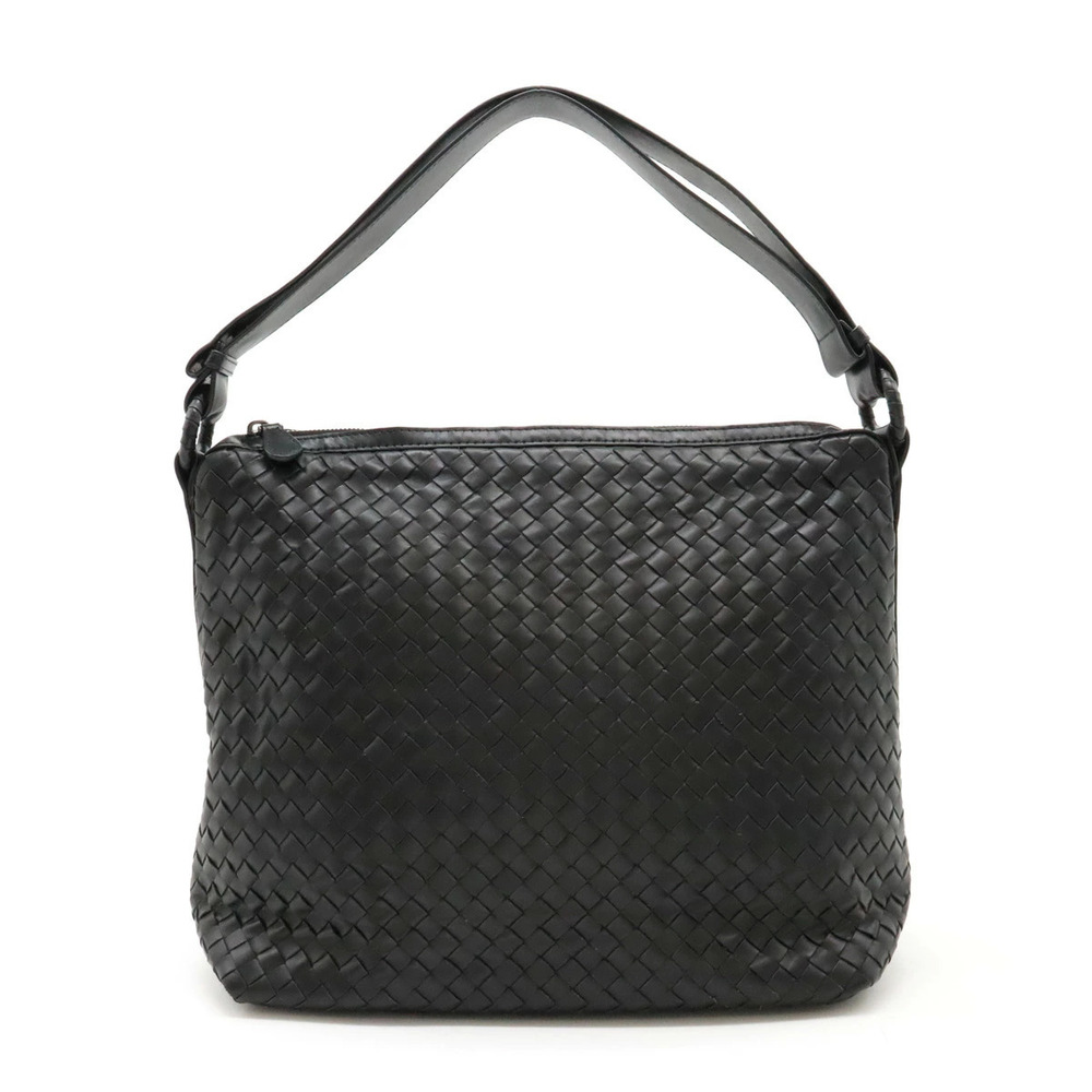 BOTTEGA VENETA Intrecciato Shoulder Bag Hobo Leather Black